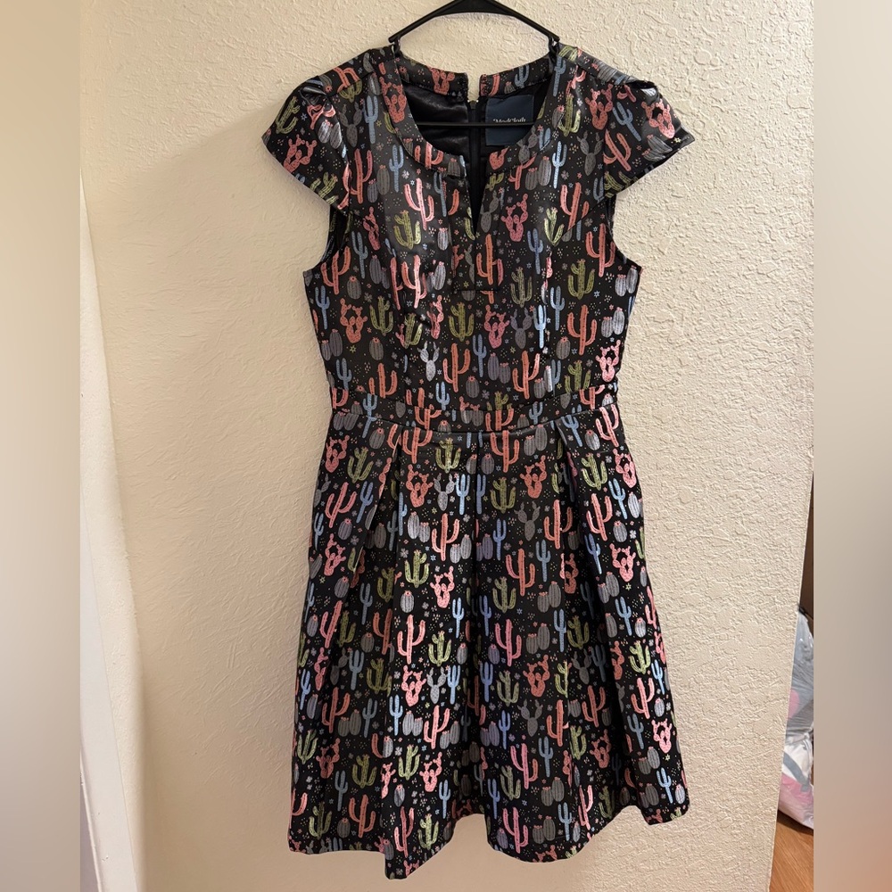 ModCloth - Colorful Cactus Print Dress - Size 6